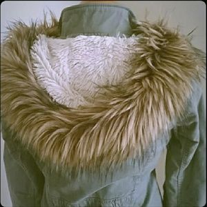 Hollister olive green parker coat